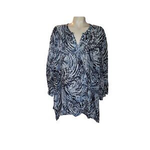 Catherines 4X Swirl‎ Print Tunic Top With Button Detail comfort summer outdoor